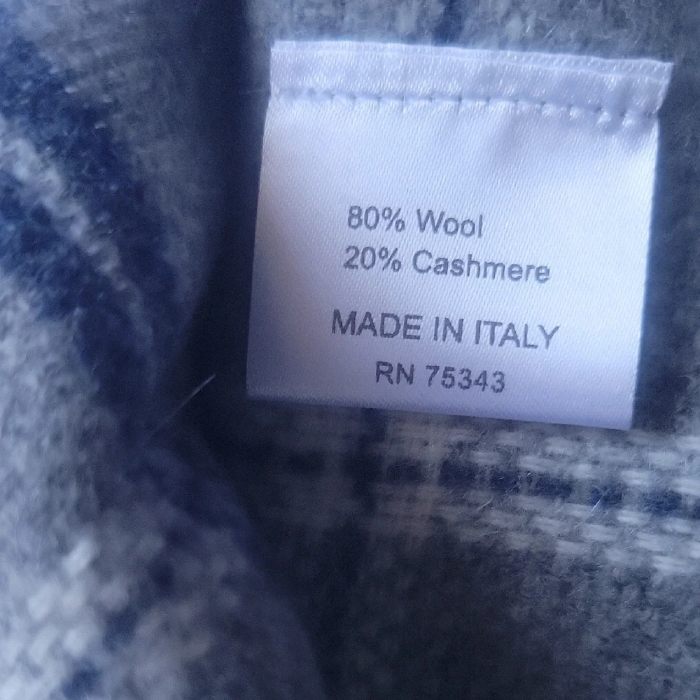 Blue and Gray Plaid Cashmere Blend Scarf
